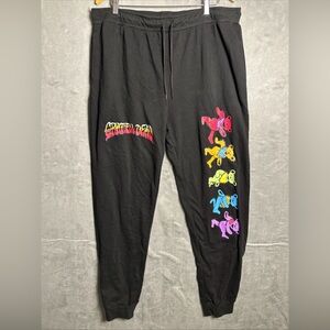 Grateful Dead Black Dancing Bears Lounge Sweatpants 2XL 2022 Graphic Joggers
